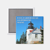 バスハーバーヘッドライトハウスメインスクエアマグネット マグネット (正面/裏面)