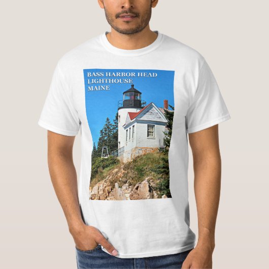 バスハーバーヘッドライトハウスメインTシャツ Tシャツ (正面)