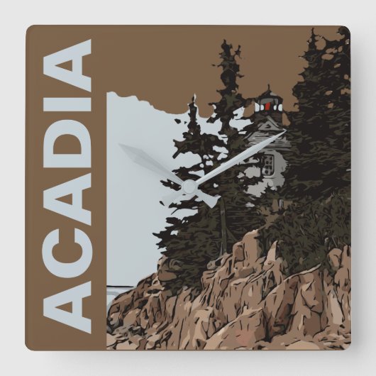 バスハーバーヘッド スクエア壁時計 (正面)