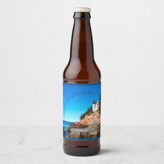 バスハーバーライトハウス誕生日アカディアNP ビールラベル (正面)