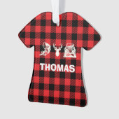 バスバパーソナライズされたックス魚釣りレッドプレイド オーナメント (正面)