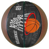 バスパーソナライズされたケットボールとフープのデザイン バスケットボール (縦)