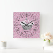 バスパーソナライズされたスクエアウォールクロックの女性 スクエア壁時計 (ホーム)