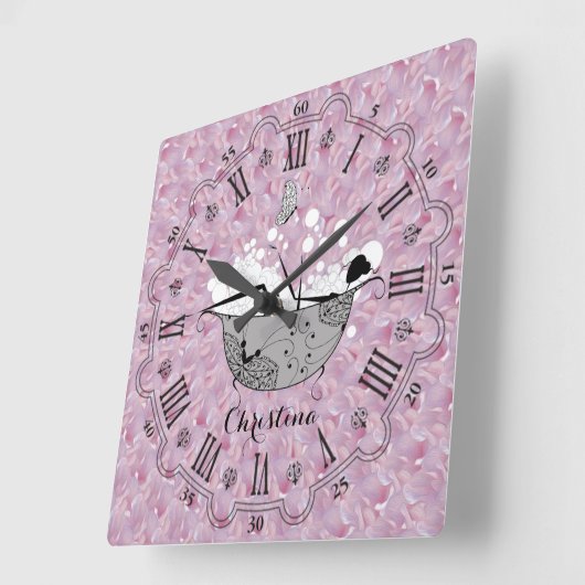 バスパーソナライズされたスクエアウォールクロックの女性 スクエア壁時計 (傾斜)