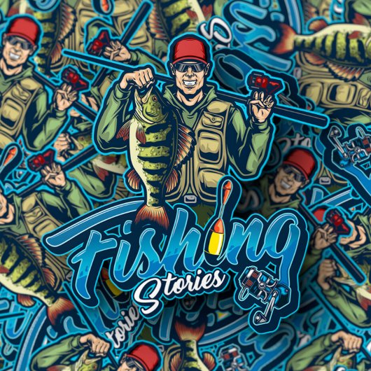 バスフィッシャーマンフィッシュロッドステッカー |ダイカットのシール シール