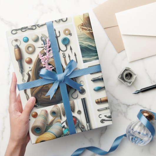 バスフィッシュと彼のためのタックルギフトラッピング紙 ラッピングペーパー (ギフト)