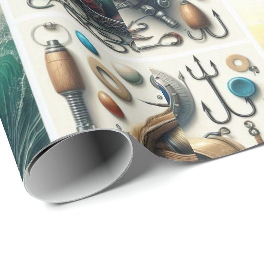バスフィッシュと彼のためのタックルギフトラッピング紙 ラッピングペーパー (ロールコーナー)