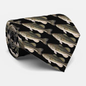 バスフィッシュパターン(の模様が)あるタイ ネクタイ (ロール)