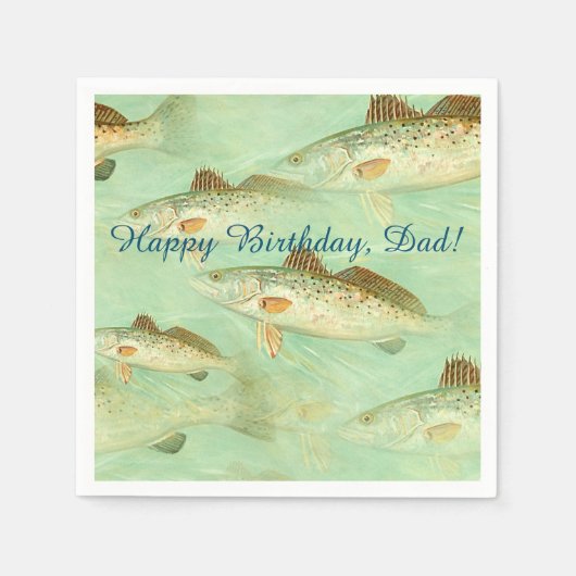 バスフィッシュパターン スタンダードカクテルナプキン (正面)