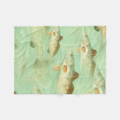 バスフィッシュパターン フリースブランケット (正面(横))