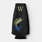 バスフィッシュフライフィッシングモノグラム名 ボトルクーラー (正面)