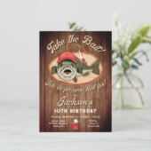 バスフィッシュリールおもしろいおもしろい誕生日パーティー 招待状 (スタンド正面)