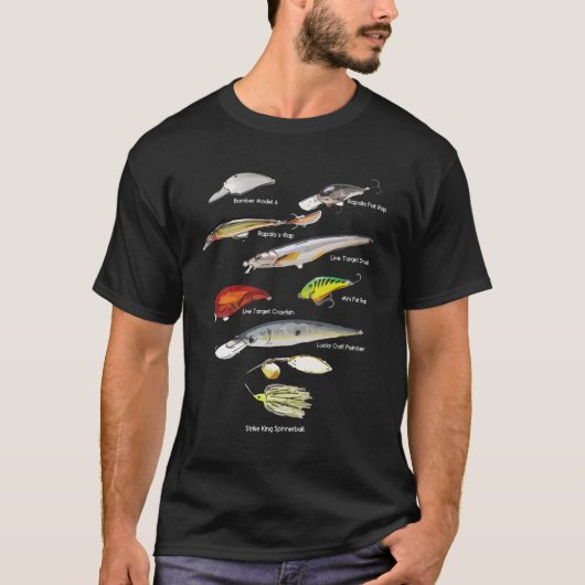 バスフィッシュルズベイツ魚釣り Tシャツ (正面)