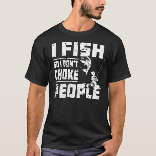 バスフィッシングが趣味だから人を絞め殺したりしない Tシャツ (正面)