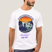 バスフィッシングクラブ レトロな夕日 Tシャツ (正面)