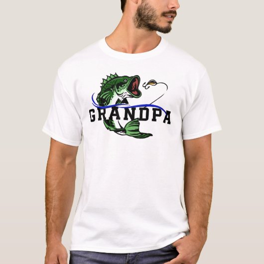 バスフィッシング おじいちゃん フィッシャーマン Tシャツ (正面)
