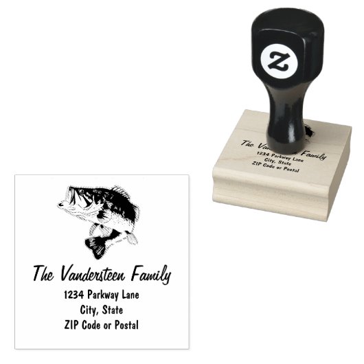 バスフィッ素朴グスポーツファミリー名返却切手 ラバースタンプ (押印)