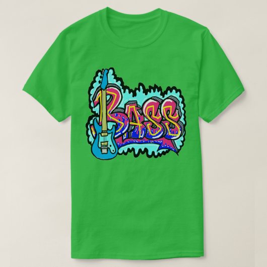 バスベースのバスギターベースの落書き Tシャツ (デザイン正面)