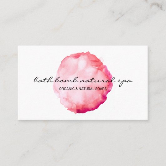 バスボムグリーンサークルウォーターカラーブラシピンク 名刺 (正面)