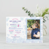 バスボム石鹸が泡立ち誕生日パーティーの写真を撮る 招待状 (スタンド正面)