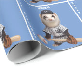 バスボール姿のかわいいフェレット誕生日 ラッピングペーパー (ロールコーナー)