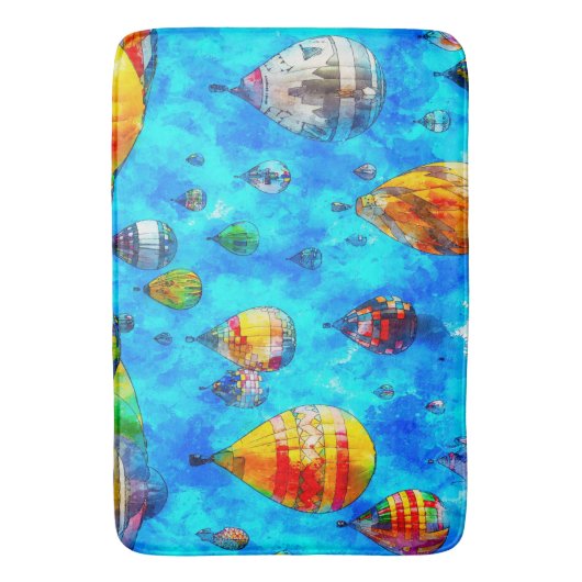 バスマットウォーターカラーアート熱気球 バスマット (正面縦)