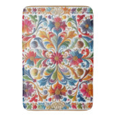 バスマットカラフルレッドフローラデザイン バスマット (正面縦)