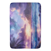 バスマットパープルナイトスカイムーントロピカルビーチ バスマット (正面縦)