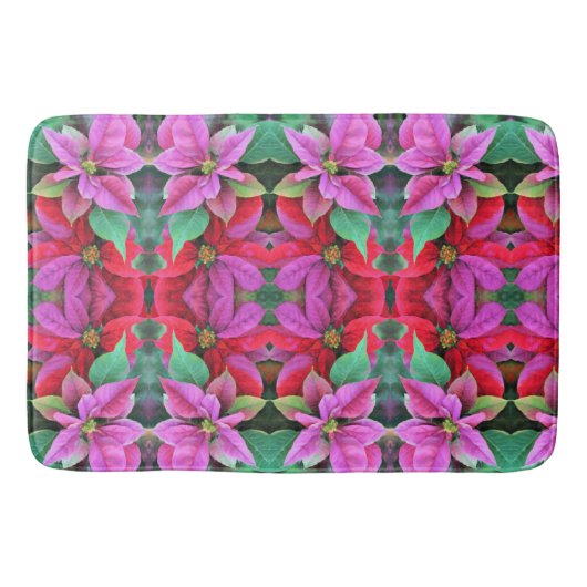 バスマットピンク&レッドポインセティアス バスマット (正面)