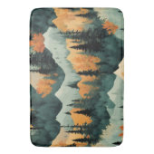 バスマット山と木の緑とオレンジ バスマット (正面縦)