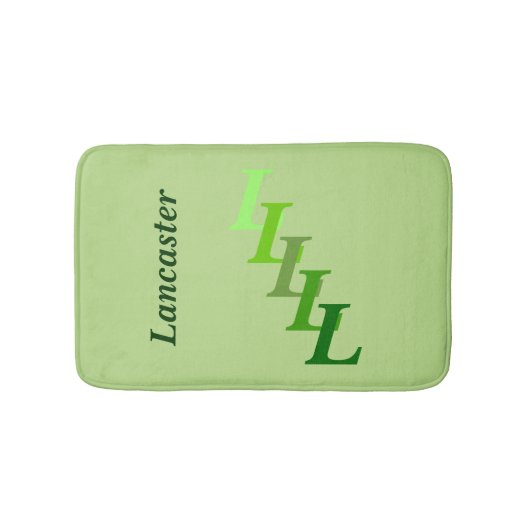 バスマット – 緑の名前とイニシャル (正面)