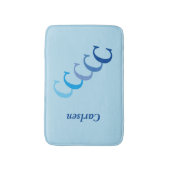 バスマット – 青い名前とイニシャル (正面縦)