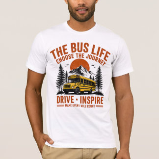 バスライフ リトロ マウンテン アドベンチャー Tシャツ - Ch