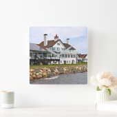 バスリバーライトハウス、マス。正方形の壁時計 スクエア壁時計 (ホーム)