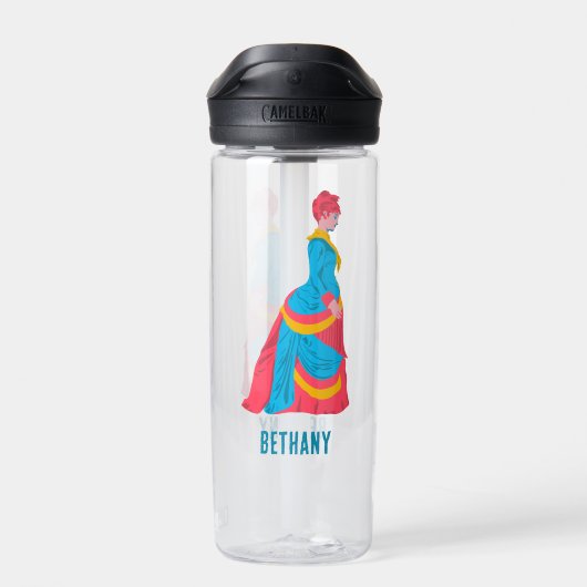 バスルポップ・アートのドレスを着たアート歴史女性カスタム ウォーターボトル (背面)
