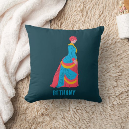 バスルポップ・アートのドレスを着たアート歴史女性カスタム クッション (ブランケット)