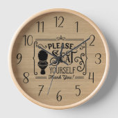 バスルームおもしろいに座りなさい 壁時計 (正面)