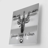 バスルームおもしろいの時計 スクエア壁時計 (傾斜)