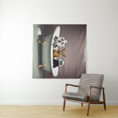 バスルームおもしろいの浴槽に座っている動物 タペストリー (インサイチュ(横))