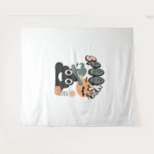 バスルームおもしろいユーモアかわいいレトロハロウィン不気味P タペストリー (正面(横))