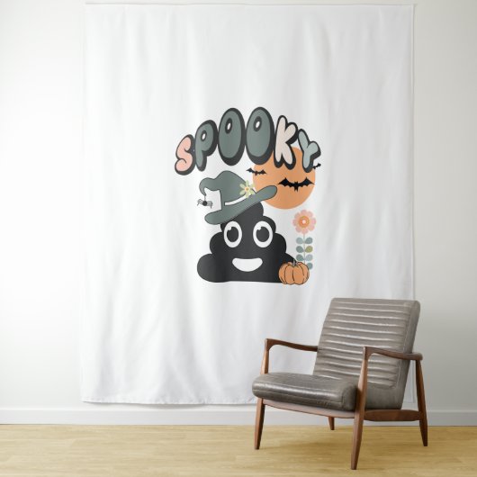 バスルームおもしろいユーモアかわいいレトロハロウィン不気味P タペストリー (インサイチュ)