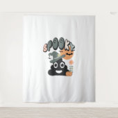 バスルームおもしろいユーモアかわいいレトロハロウィン不気味P タペストリー (正面)