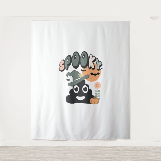 バスルームおもしろいユーモアかわいいレトロハロウィン不気味P タペストリー (正面)