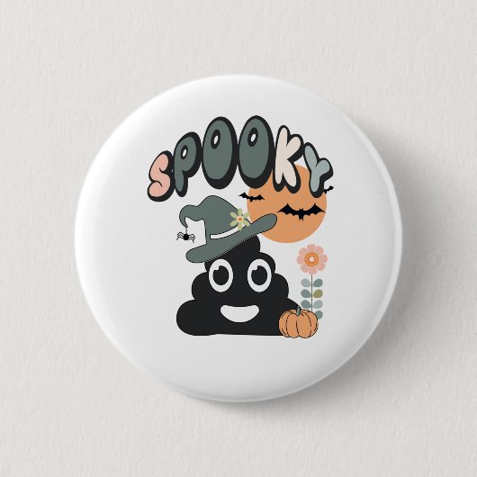 バスルームおもしろいユーモアかわいいレトロハロウィン不気味P 缶バッジ (正面)
