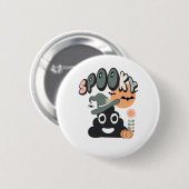 バスルームおもしろいユーモアかわいいレトロハロウィン不気味P 缶バッジ (正面&裏面)