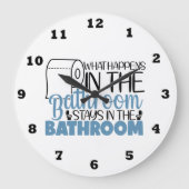 バスルームおもしろいワードアートが起こること ラージ壁時計 (正面)