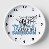 バスルームおもしろいワードアートが起こること 壁時計 (正面)