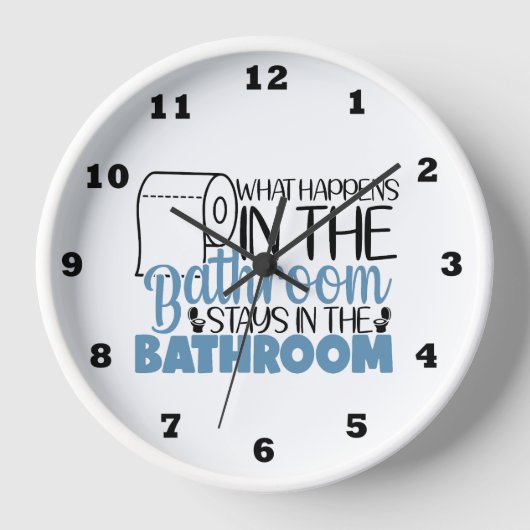 バスルームおもしろいワードアートが起こること 壁時計 (正面)