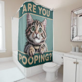 バスルームおもしろいー – ウンチしてる？キャッユーモアのあるト シャワーカーテン (インサイチュ)