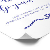 バスルームかごネイビー航海のブルー結婚のサイン ポスター (角)